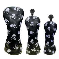 Make your golf bag look as dangerous as your tee shots! Golf Club Headcover 3 Wood Headcover Hybrid Head Covers Skulls Embroidery Premium Leather Driver Fairway Wood Hybrid Blade Mallet Putter Cover Magnetic Closure (3pcs (D+F+H))