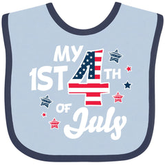My 1st 4th Of July with Striped Stars Baby Bib