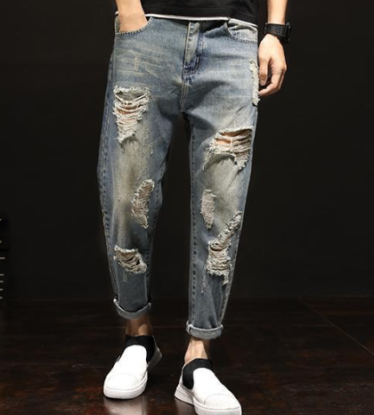 Stretch Distressed Denim Pants