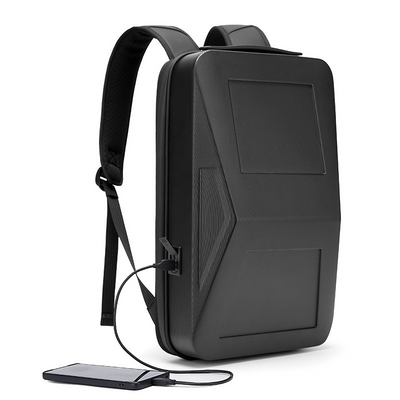 CyberVault Hard Shell Backpack: hard-shell anti-theft design, USB charging port, 18L, fits 14-inch laptop