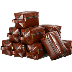 Hillban 10 Pcs Leather Toiletry Bag for Men